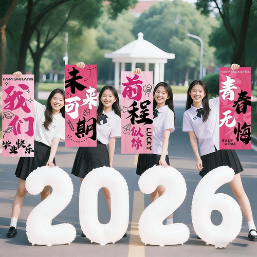 毕业季拍照手持横幅道具2026