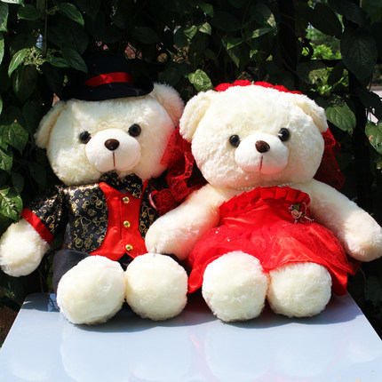 毛绒玩具情侣婚纱熊大号泰迪熊公仔婚庆新婚压床娃娃一对结婚礼物