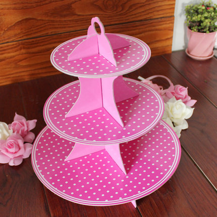 生日三层纸板蛋糕架 甜品托盘 蛋糕支架 甜品台装饰 生日派对用品