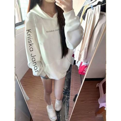 女童加绒加厚卫衣秋冬2026新款大童保暖儿童连帽套头纯棉宽松上衣