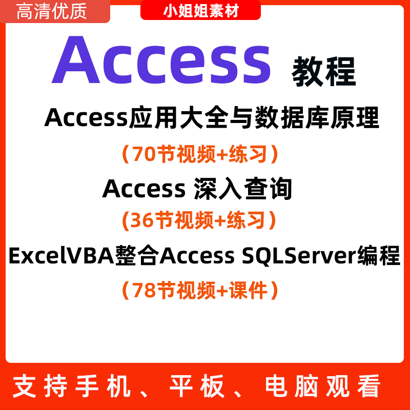 VBA操作access数据库ADO视频自学全套教程SQLSERVER快速精通素材 商务/设计服务 设计素材/源文件 原图主图