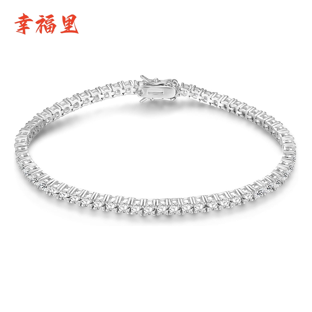 满钻莫桑石仿钻石手链女925纯银网球链轻奢小众高级设计感手饰男