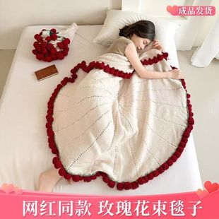 多功能礼盒款仿真玫瑰花束毯子送闺蜜女友情人节生日礼物鲜花披肩