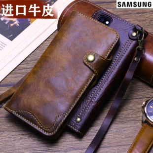 Samsung三星S23ultra手机壳S26高档真皮翻盖S23 S24外壳Note20皮套全包S22防摔适用 牛皮S25保护套S26plus原装