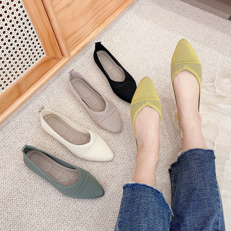 尖头平底单鞋简约纯色