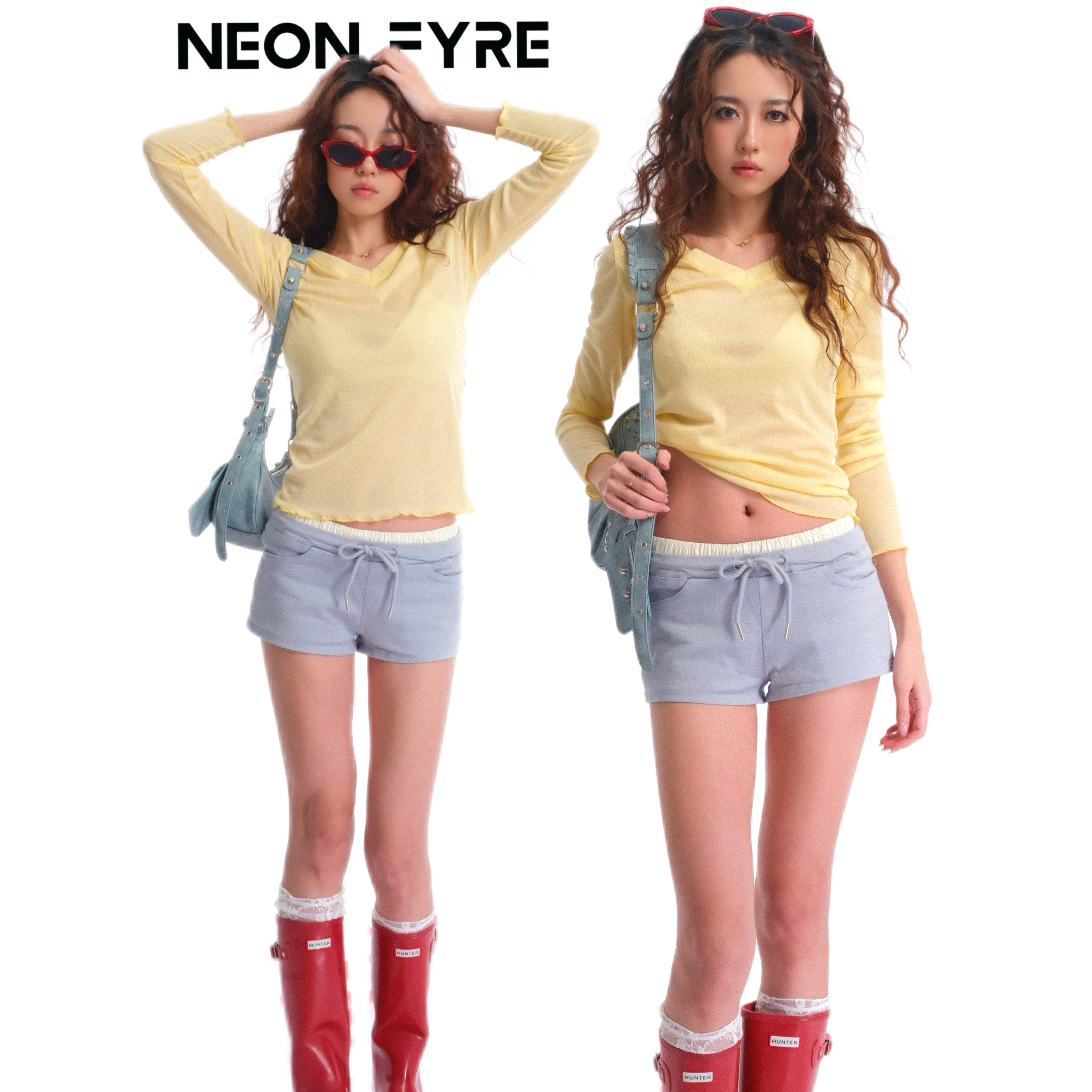 NEON FYRE春夏【Lemonade】慵懒微透天丝罩衫休闲V领长袖显瘦上衣