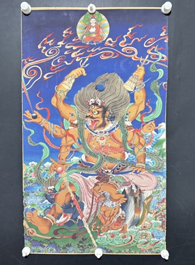 大黑天唐卡护法神六臂玛哈嘎拉摩诃迦罗矿物质颜料墨水定制如法