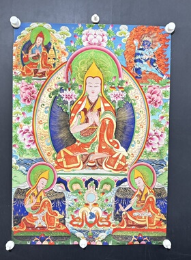 新款唐卡黄财神藏式佛像禅室茶楼玄关会所客厅壁画书房装饰画