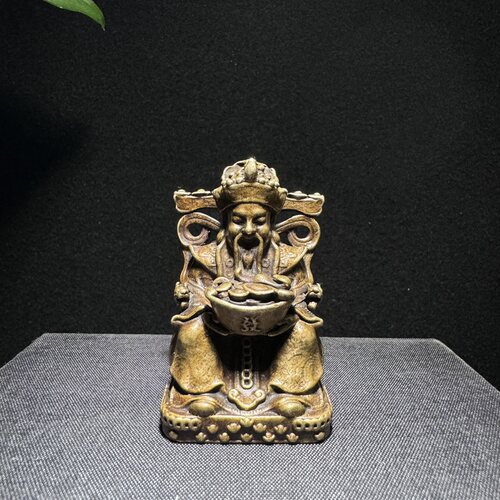 古玩杂项收藏仿古大清乾隆年制铜雕文财神摆件