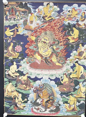 藏传唐卡财宝天王财宝天王像唐卡佛像挂画客厅装饰画玄关走廊挂画