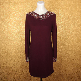 专柜正品秋冬季高端大码中老年妈妈女士羊毛针织连衣裙婚宴喜服装