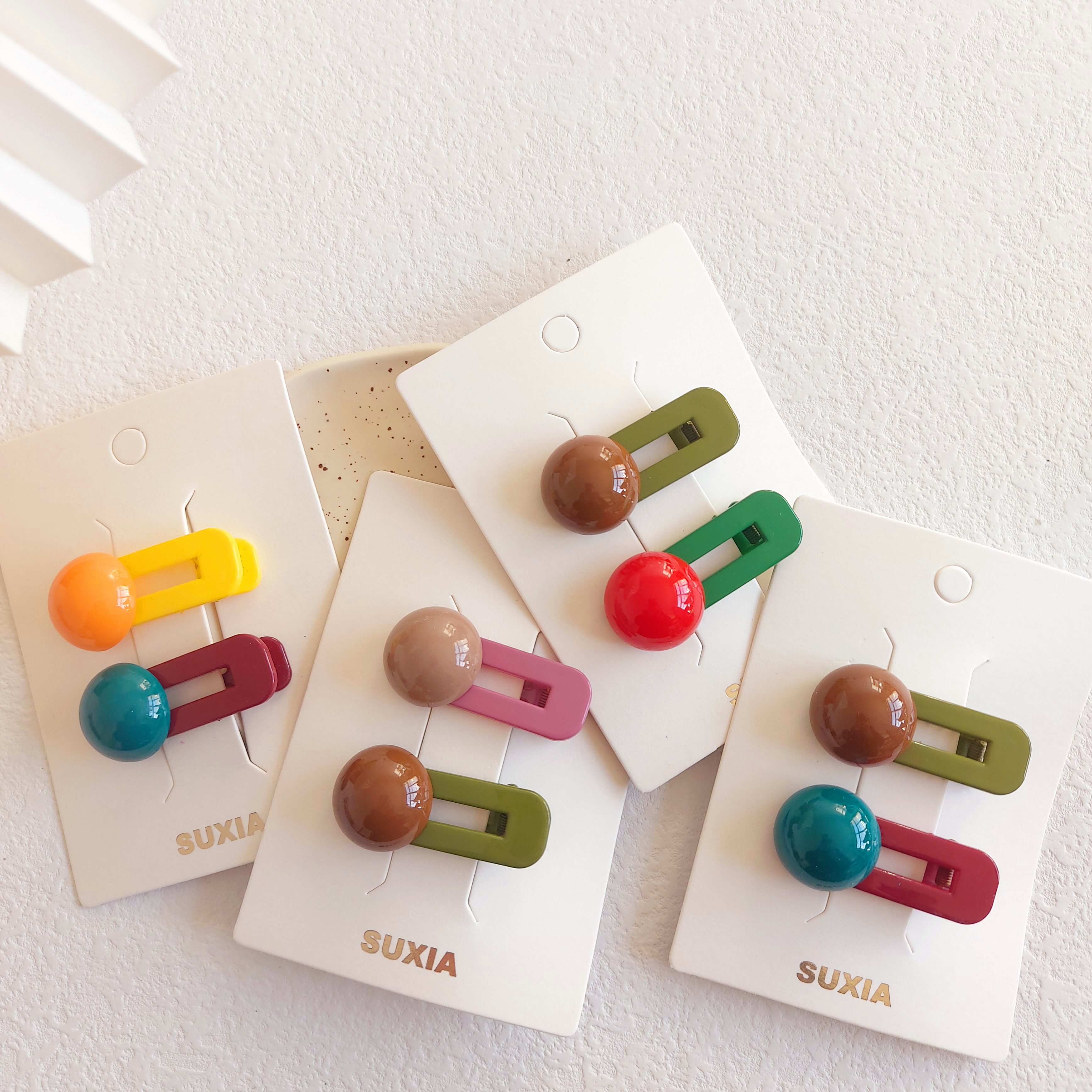 欧美新款女孩圆豆发夹