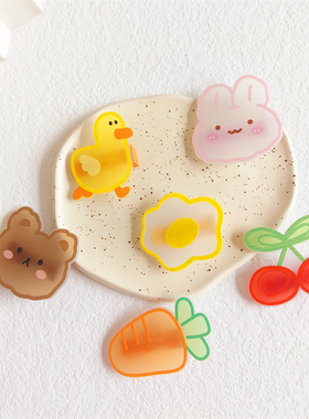 新款韩版女宝宝卡通头饰发饰小女孩包布碎发夹刘海夹黄色小鸭套装