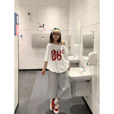 JMJ美式设计感双腰头抽绳七分裤男女夏季宽松休闲百搭运动短裤