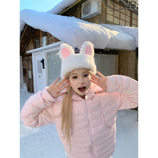 排骨纹连帽羽绒服男女宽松休闲百搭保暖轻薄外套 美式 JMJ 冬季