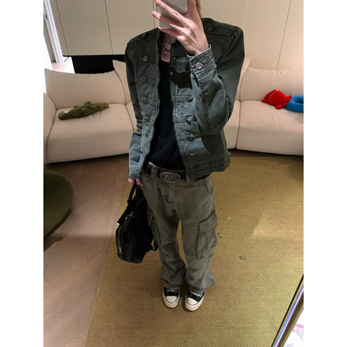 JMJ 美式设计感拿破仑工装夹克男女春秋宽松休闲百搭时髦街头外套