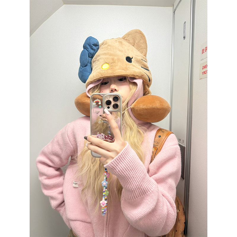 JMJ 美式设计感可拆卸毛领连帽针织毛衣男女秋冬休闲百搭毛衫外套