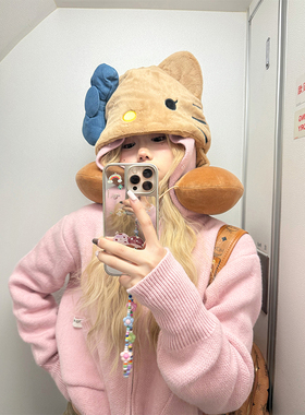 JMJ 美式设计感可拆卸毛领连帽针织毛衣男女秋冬休闲百搭毛衫外套