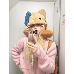 外套 设计感可拆卸毛领连帽针织毛衣男女秋冬休闲百搭毛衫 JMJ 美式