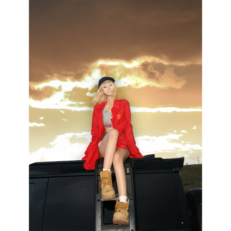 JMJ美式复古高级感翻领长袖衬衣男女夏季宽松休闲防晒多巴胺衬衣