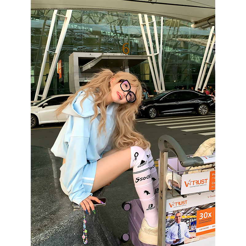 JMJ 美式简约基础款连帽短款开衫卫衣男女春秋宽松百搭潮牌帽衫