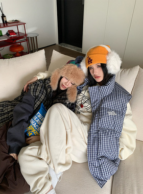 JMJ 2024美式复古刺绣撞色格子立领棉马甲男女宽松休闲无袖上衣