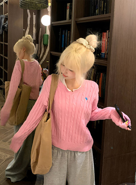 JMJ 美式慵懒风麻花针织衫毛衣男女春秋宽松休闲百搭软糯套头毛衫