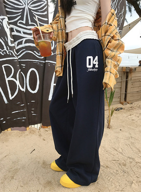 JMJ 2025美式复古运动拼接腰头休闲裤夏季男女宽松休闲ins长裤