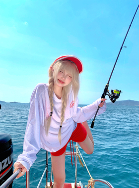 JMJ 美式慵懒风字母印花长袖T恤男女夏季宽松休闲微透防晒罩衫