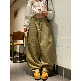 裤 JMJ 男女宽松休闲阔腿工装 复古简约廓形拖地弯刀裤 2025美式