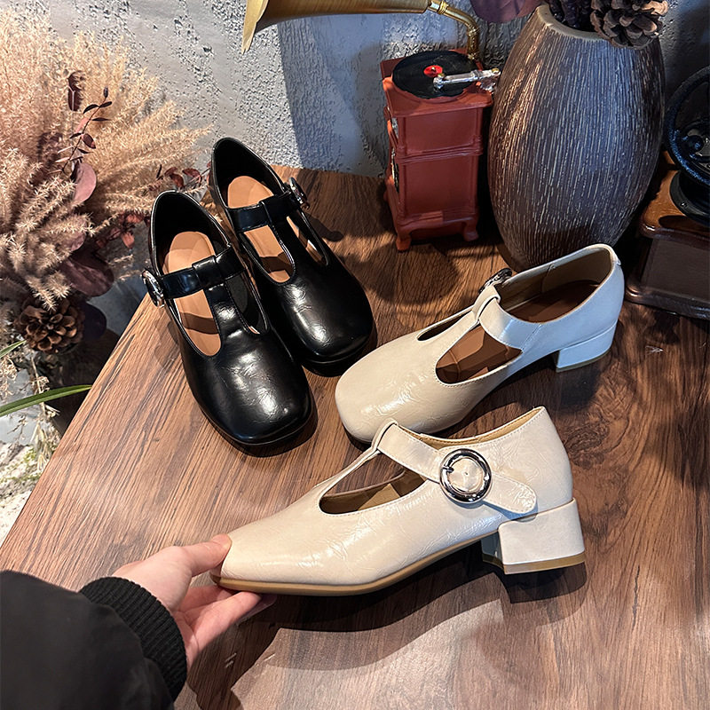 头层羊皮鞋垫玛丽珍鞋女2026春季新款丁字带扣浅口单鞋女百搭女鞋,女鞋,浅口单鞋,淘宝优惠券,粉丝福利购,淘宝优惠卷