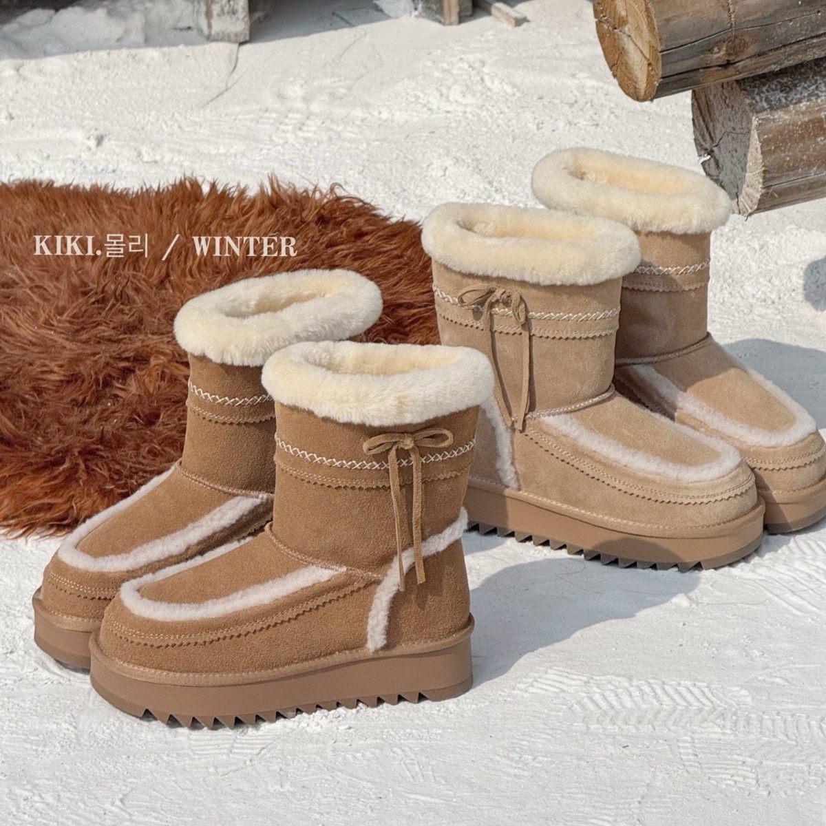 皮毛一体厚底加厚短靴女2025冬季新款休闲防滑雪地靴棉靴加绒加厚,女鞋,时尚雪地靴,淘宝优惠券,粉丝福利购,淘宝优惠卷