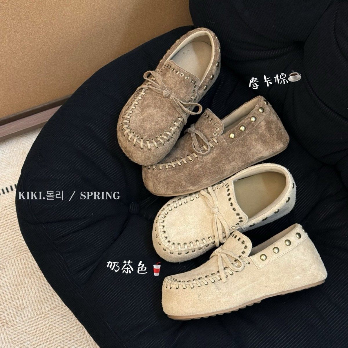 韩版复古蝴蝶结百搭2026早春新款时尚休闲厚底小众单鞋真皮勃肯鞋,女鞋,时尚休闲鞋,淘宝优惠券,粉丝福利购,淘宝优惠卷