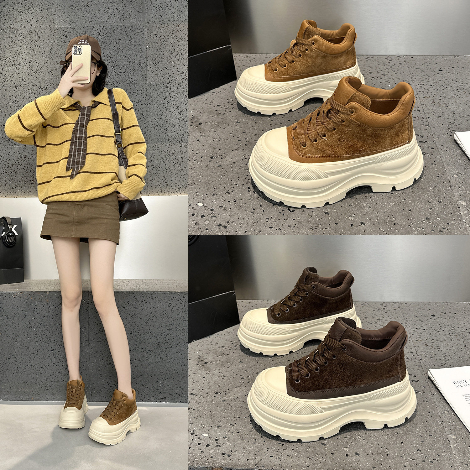 欧洲站增高老爹鞋女2026新款春秋季厚底小个子高帮运动休闲女鞋,女鞋,时尚休闲鞋,淘宝优惠券,粉丝福利购,淘宝优惠卷