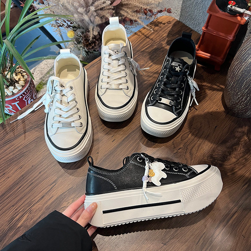 头层牛皮小白鞋女2026春季新款厚底增高板鞋百搭运动鞋休闲女鞋潮,女鞋,时尚休闲鞋,淘宝优惠券,粉丝福利购,淘宝优惠卷