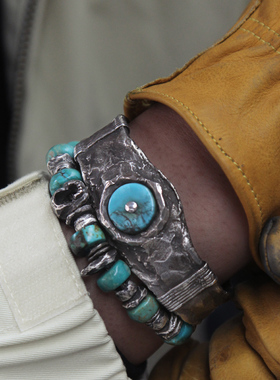 跋折罗VAJRA游牧风银美松手镯