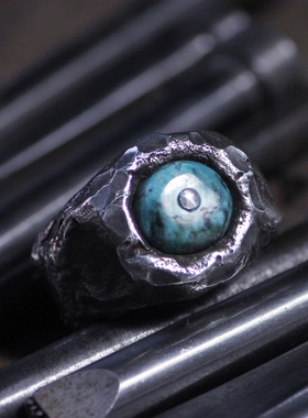 跋折罗VAJRA原创《顽石》手工纯银戒指 美国原矿松石复古小众粗犷