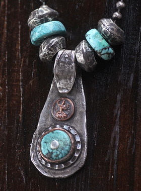 跋折罗VAJRA原创《无常》文殊擦擦手工银吊坠美国松石粗犷游牧风