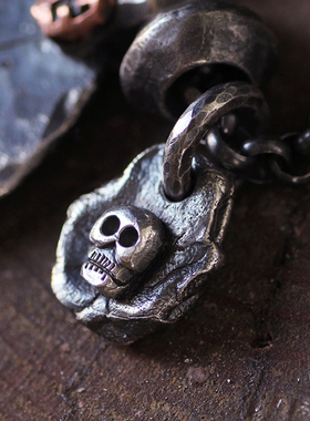 跋折罗VAJRA原创 无常-尸陀林主 手工纯银吊坠骷髅项链坠藏传复古