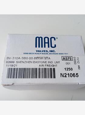 现货美国MAC电磁阀子弹阀BV310A-SB0-00-BEGA-议价