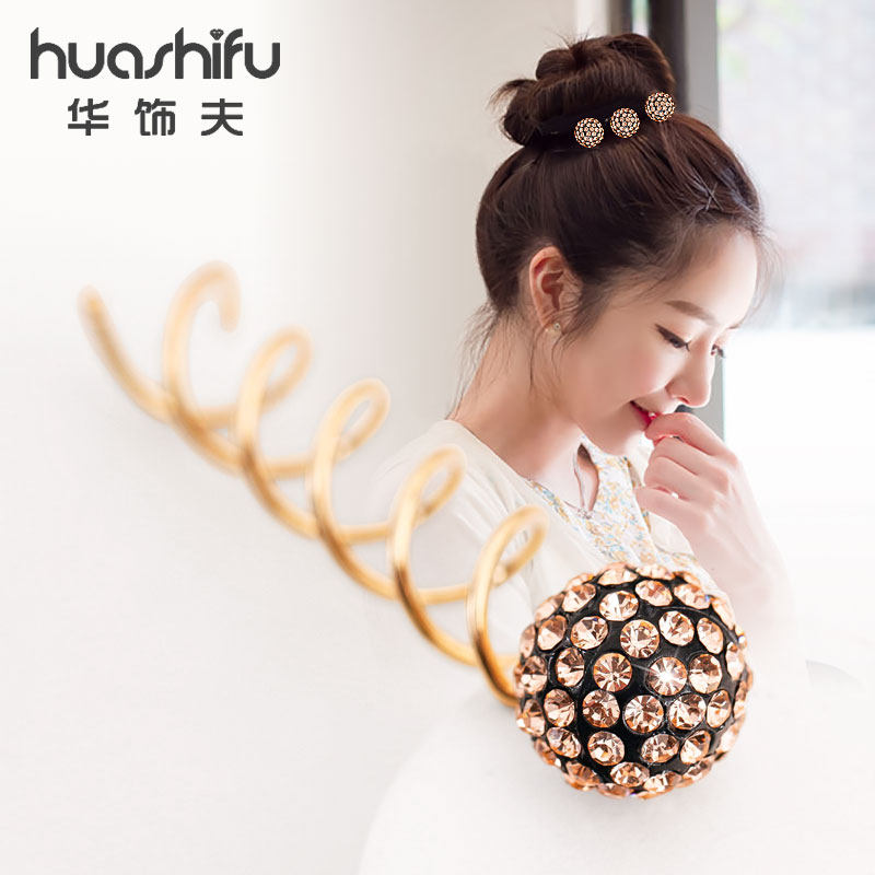 发夹螺丝镶钻丸子头