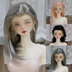 BJD.SD假发手勾单尖偏分毛胚中长款牛奶丝毛胚 三分 小三分