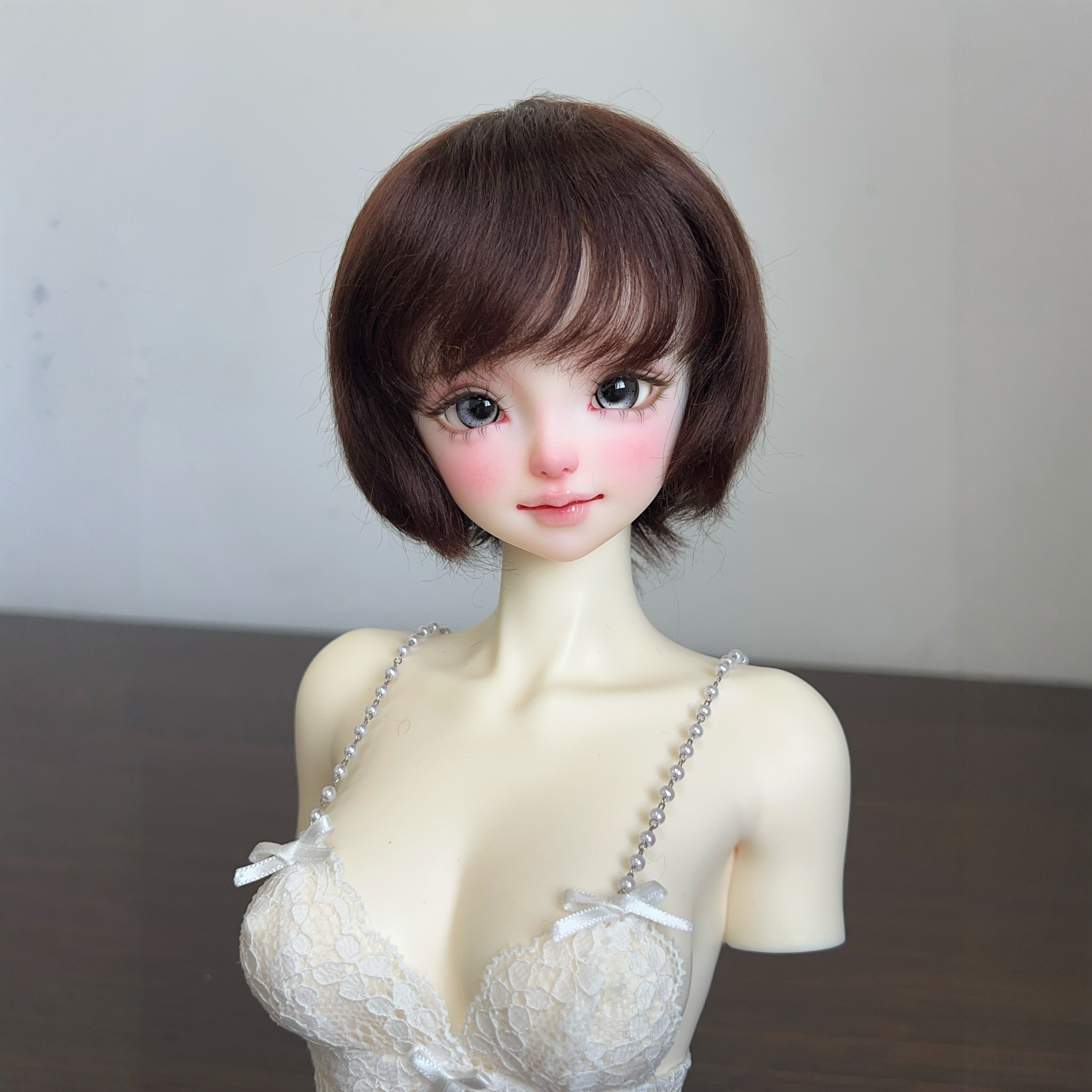 BJD.SD 3分.小三分.马海毛圆头旋刘海波波头假发
