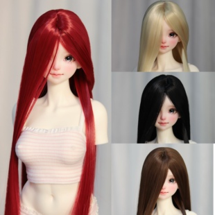 bjd假发3分 高温丝中分毛坯 长发可做造型