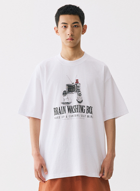 YKHD 无聊电视台夏季新款原创小众设计街头感美式宽松休闲短袖T恤