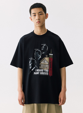 YKHD 爱尔兰人电影T恤夏季美式潮流街头感宽松纯棉小领口短袖上衣