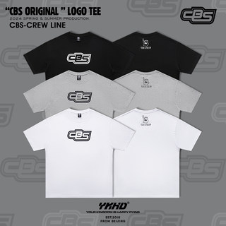 YKHD X CBS Logo夏季精梳棉极限运动透气排汗凉感黑白灰短袖T恤男