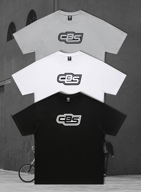 CBS LOGO夏季运动冰感透气纯棉日常休闲宽松百搭短袖T恤上衣半袖
