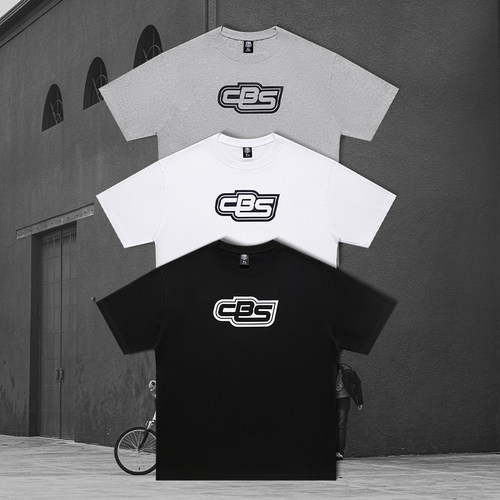 CBS LOGO夏季运动冰感透气纯棉日常休闲宽松百搭短袖T恤上衣半袖