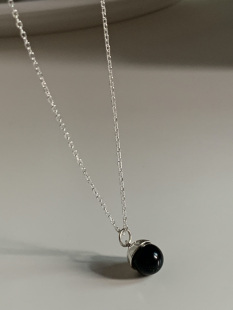 小灯泡黑玛瑙项链 纯银 ｜